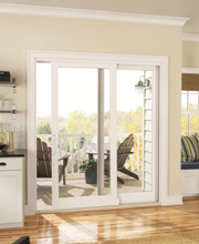 fiberglass patio door in kitchen