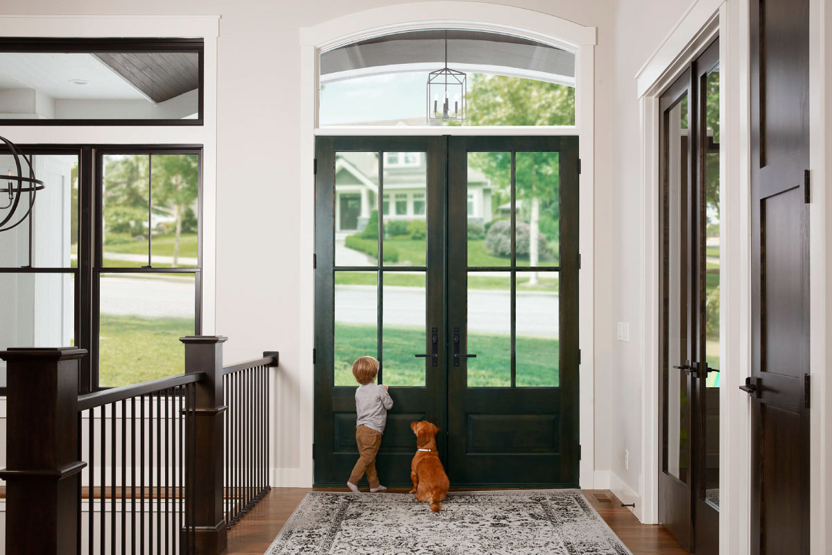 Black framed entry door system installer